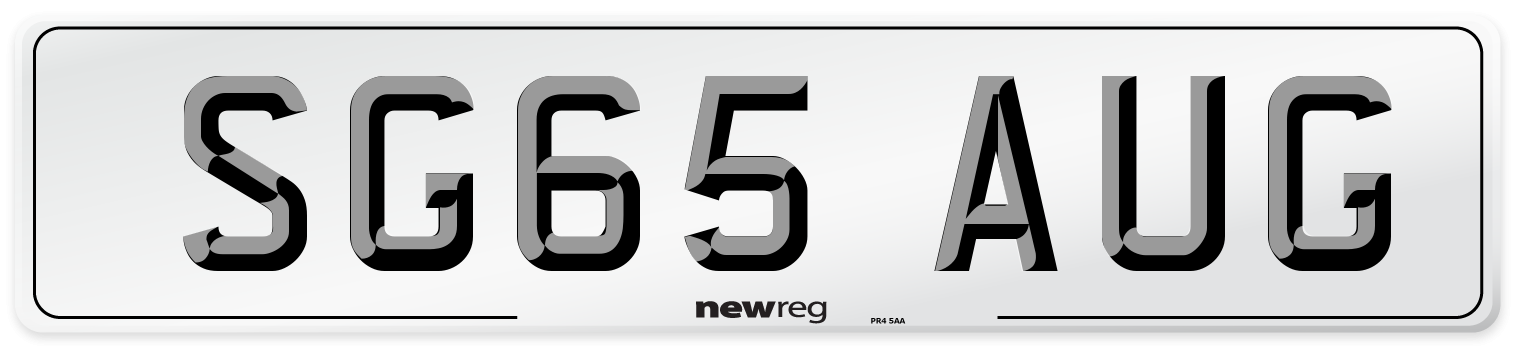SG65 AUG Number Plate from New Reg